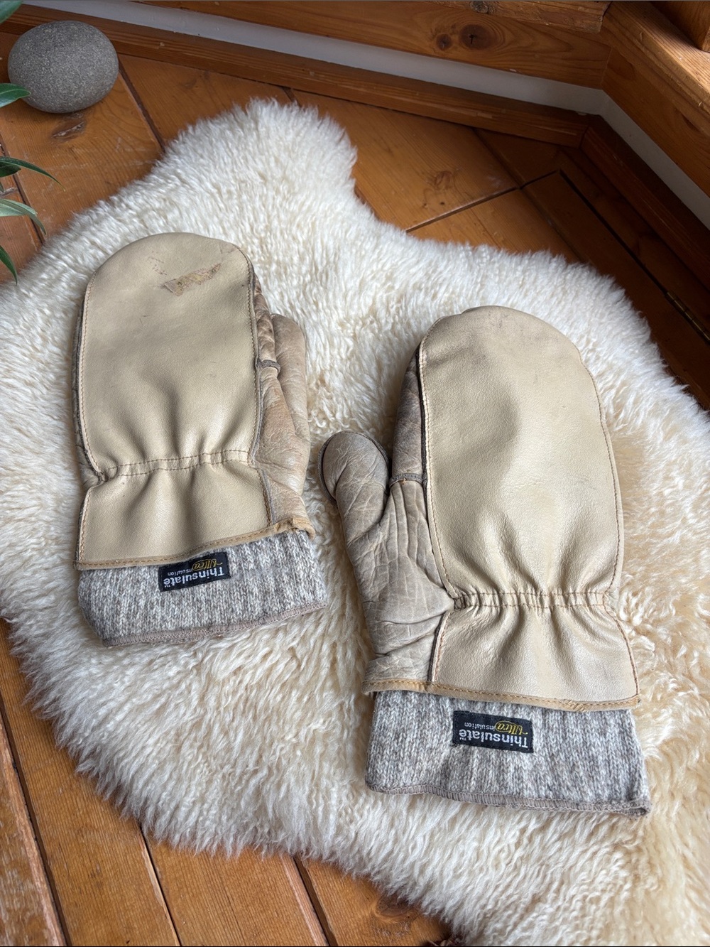 Vintage Leather and Wool Mittens
